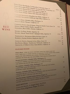 Red wine at Single Pebble in Burlington