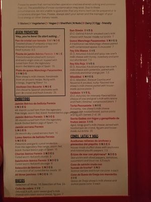 Red V is vegan, green V is vegetarian  at Jaleo in Bethesda