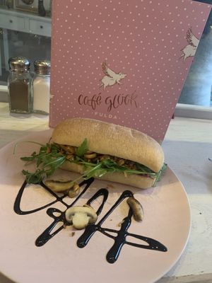 Ciabatta sandwich with bee root humus     at Cafe Glück in Fulda