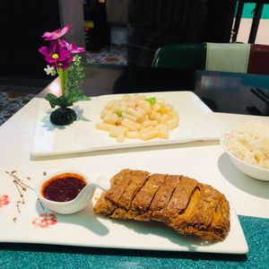 Lotus et «canard » avec sauce piquante  at Super Vegan - Huang Pu District in Shanghai