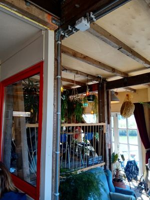 Inside the cafe at Cafe De Ceuvel in Amsterdam