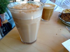 Chai latte at Cafe De Ceuvel in Amsterdam