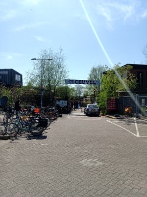 The approach to de Ceuvel at Cafe De Ceuvel in Amsterdam