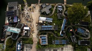 Aerial photo of the terrain of de Ceuvel at Cafe De Ceuvel in Amsterdam