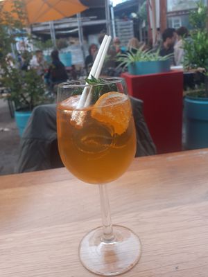 Aperol Spritz at Cafe De Ceuvel in Amsterdam