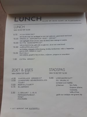 Lunch menu at Cafe De Ceuvel in Amsterdam