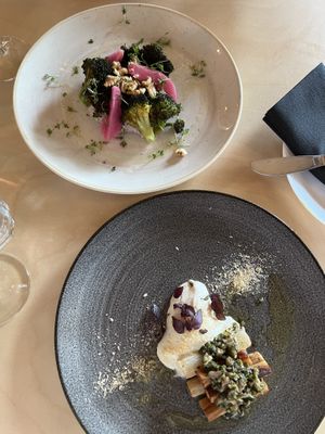 Walnut with broccoli;  schorseneren  at Cafe De Ceuvel in Amsterdam
