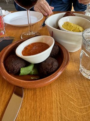 Black bean balls  at Cafe De Ceuvel in Amsterdam