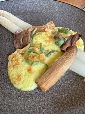 White asparagus   at Cafe De Ceuvel in Amsterdam