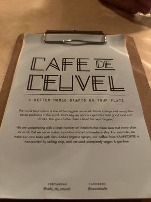 Menu  at Cafe De Ceuvel in Amsterdam