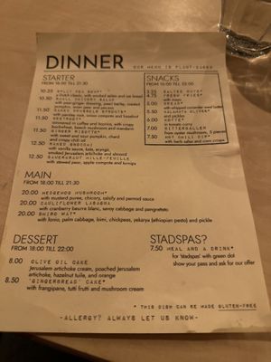 Menu  at Cafe De Ceuvel in Amsterdam