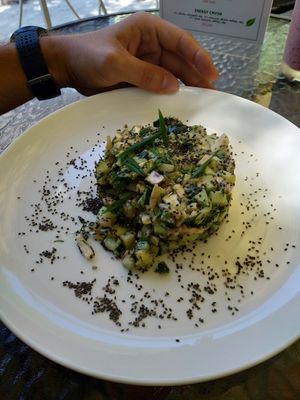 The raw version of salad "Olivie". Сырой Оливье at Mindal in Sevastopol