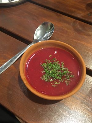 Vegan Borschtsch at Herzog in Tel Aviv