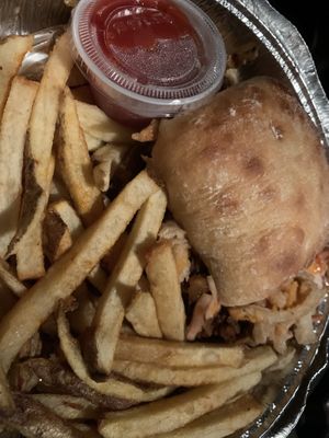 Hail seitan with fries at GWARbar in Richmond