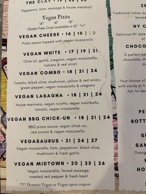 Part of the menu  at Este Pizza in Park City