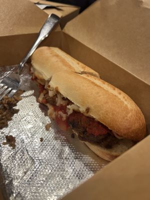 "Meatball” marinara sub  at Este Pizza in Park City