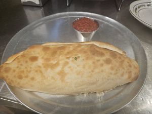Large calzone at Este Pizza in Park City