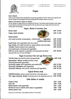 Menu 2021 at zum Metzgertor in Chur