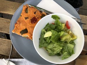 Quiche and salad  at Cafe DA in Stuttgart