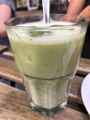 Matcha latte at Cafe DA in Stuttgart