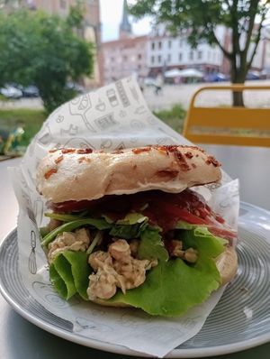 Chickpea bagel at Bajgle Krola Jana in Szczecin
