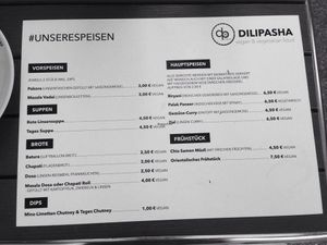 The food menu at Dilipasha in Berlin