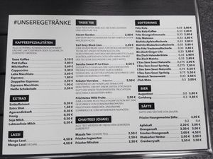 The drink menu at Dilipasha in Berlin