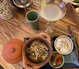 Ca Tim Sot Chao (medium), asian aubergine in clay pot at Minh Mat in Stockholm