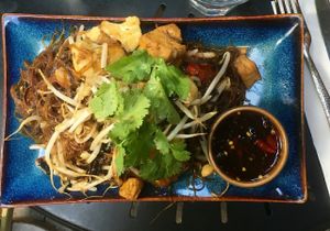 vegan noodle dish at Minh Mat in Stockholm