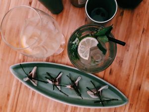 Daikon dumplings and mint lemonade at Minh Mat in Stockholm