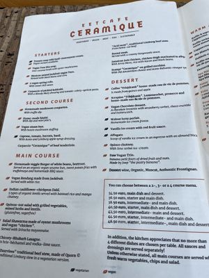 Menu  at Eetcafe Ceramique in Maastricht
