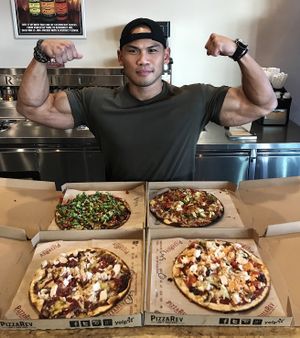 Just a nice Tuesday vegan pizza run! at PizzaRev in Bakersfield