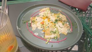 Ravioli con salsa canaria plant base at Samelo Veg in Tenerife