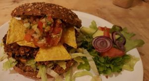Great vegan Mexican burger at Hoezo in Leiden