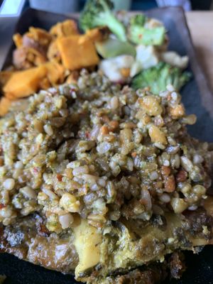 Spinach lasagna vegan with bulgar wheat salad  at Glo - Fakafen in Reykjavik