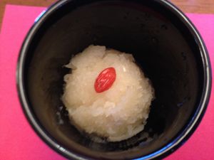 sweet root vegetable's sorbet with goji berry at SinSinTei in Nagoya