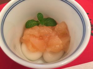 Dumplings with fruit sauce at SinSinTei in Nagoya