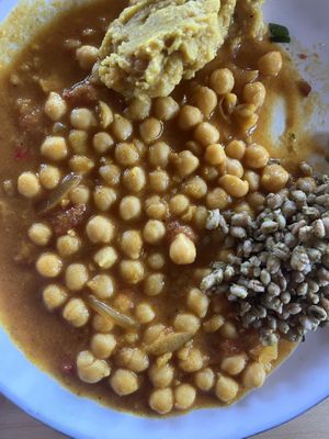 Curry-ish chick peas, yellow lentils, barley   at Modir Jord in Egilsstadir