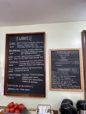 Menu. All wraps are gluten free at New Morning Natural Foods in Manchester Center