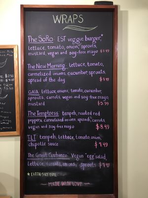Great vegan menu! at New Morning Natural Foods in Manchester Center