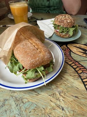 Tofu roll and bagel   at Niebostan in Lodz
