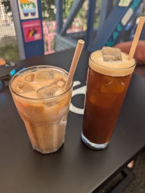 Ice americano and ice latte without milk at Niebostan in Lodz
