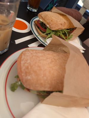 Ciabatta rolls with tofu and tempeh at Niebostan in Lodz