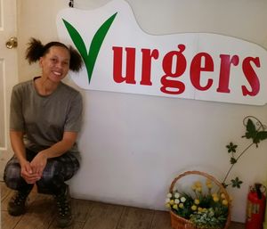 back wall at Green Vurgers in San Jose