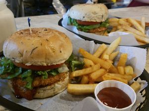 Quinoa and falafel burgers at Green Vurgers in San Jose