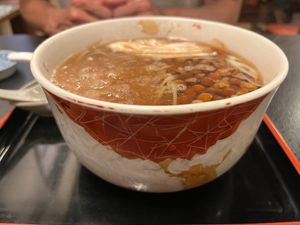 hot nameko soba at Yabuhan in Otaru