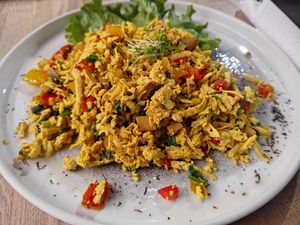 Omelette de Tofu at BIOrganic Raw Cafe in Chisinau