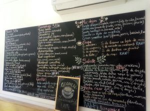 menu at BIOrganic Raw Cafe in Chisinau