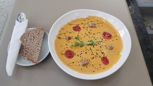 Gazpacho (seasonal dish) at BIOrganic Raw Cafe in Chisinau