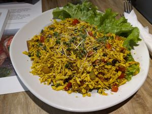 Vegan omelette at BIOrganic Raw Cafe in Chisinau